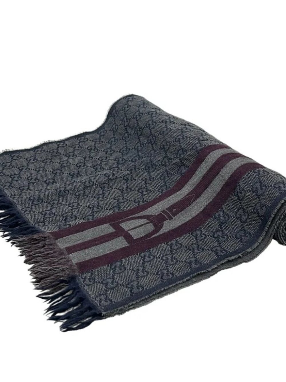 GUCCI - Dark Gray Bordeaux Wool Scarf